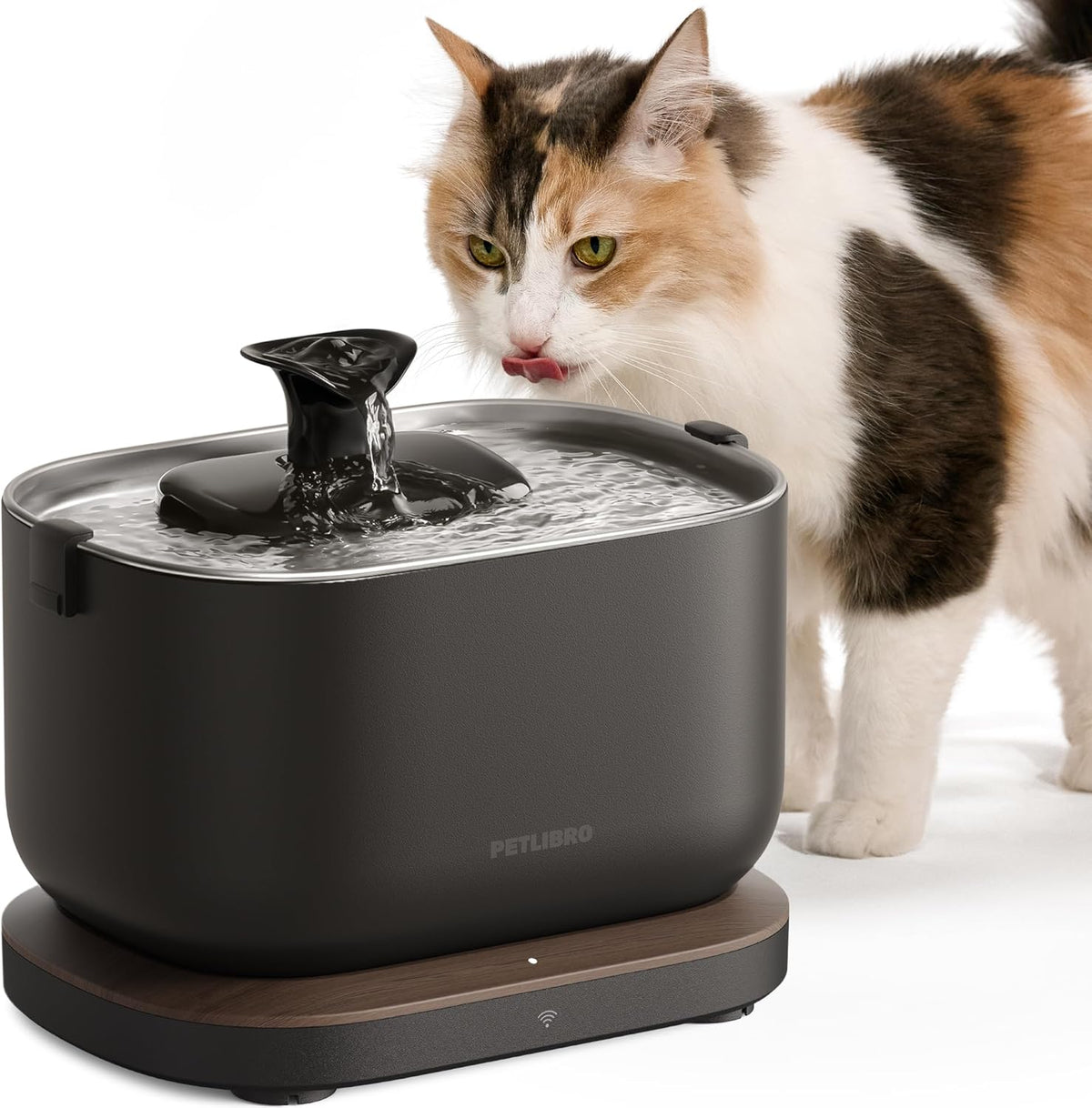 PETLIBRO Cat Water Fountain Stainless Steel Tray, App Monitoring Cat Fountain Indoor, 2.5L/84Oz Dockstream Pet Water Fountain, Quite Cat Fountains for Drinking, 2.4G Wifi Cat Water Dispenser Bpa-Free