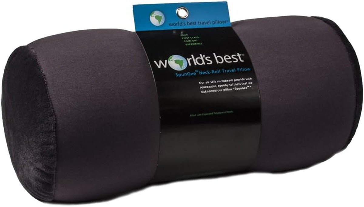 Wolf Essentials Microbead Bolster Tube Travel Pillow - Compact Neck Roll Pillow for Airplane, Car, or Home - Soft Lumbar Support Pillow - Charcoal