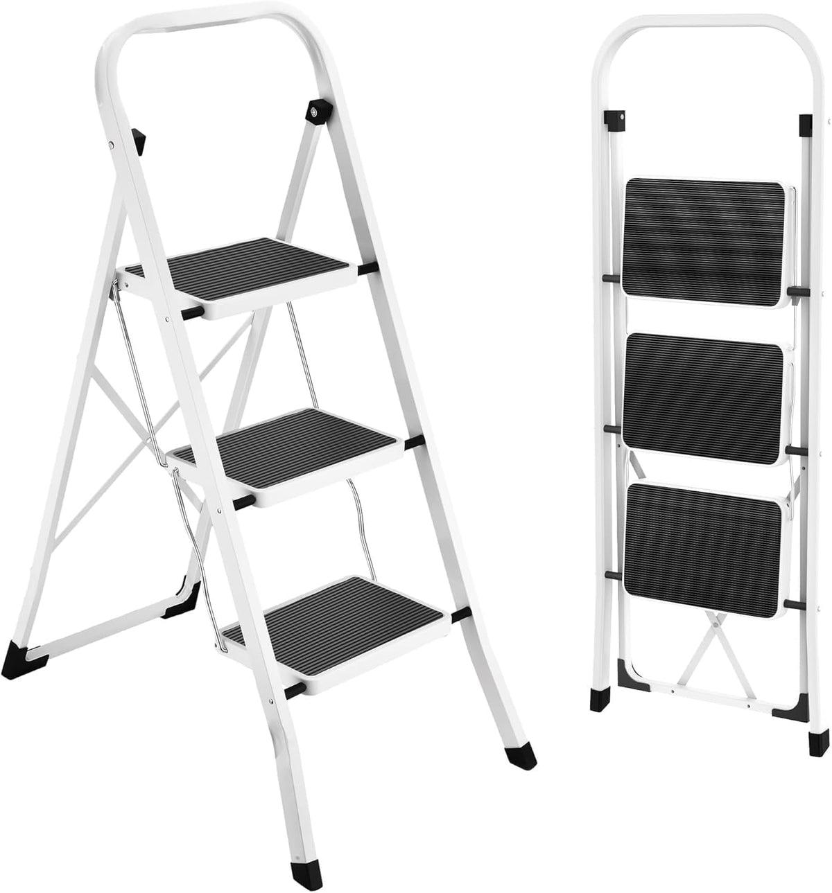 Hbtower 3 Step Ladder, Folding Step Stool for Adults