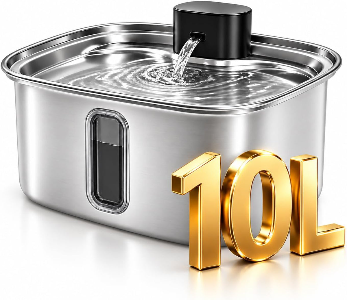 10L Wireless Stainless Steel Pet Water Fountain, Rechargeable Cat Dog Dispenser, Infrared Auto Water Flow, Touch & Power Display, 25Db Silent Multi-Filtration Bowl for Large Dogs Multi Pets