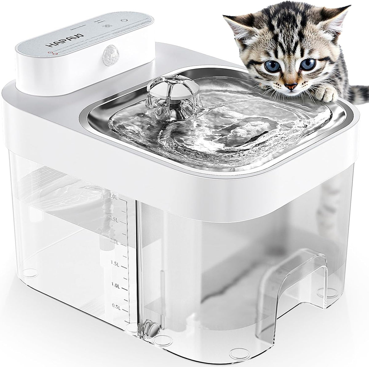 Cat Water Fountain, Wastewater Separation & No Filter Cotton, Pet Water Dispenser with 101Oz/3L Large Capacity Tank, Wireless Automatic Water Fountains for Cats Indoor Cat Watering Supplies