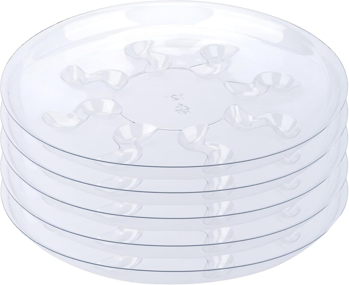 ZZPYXIA 5 Pack Clear Plastic Heavy Duty Plant Saucer 12 Inch for Pot Drip Trays for Pots,Plate Water Catcher, Floor Protector Plant Drainage Tray (12")