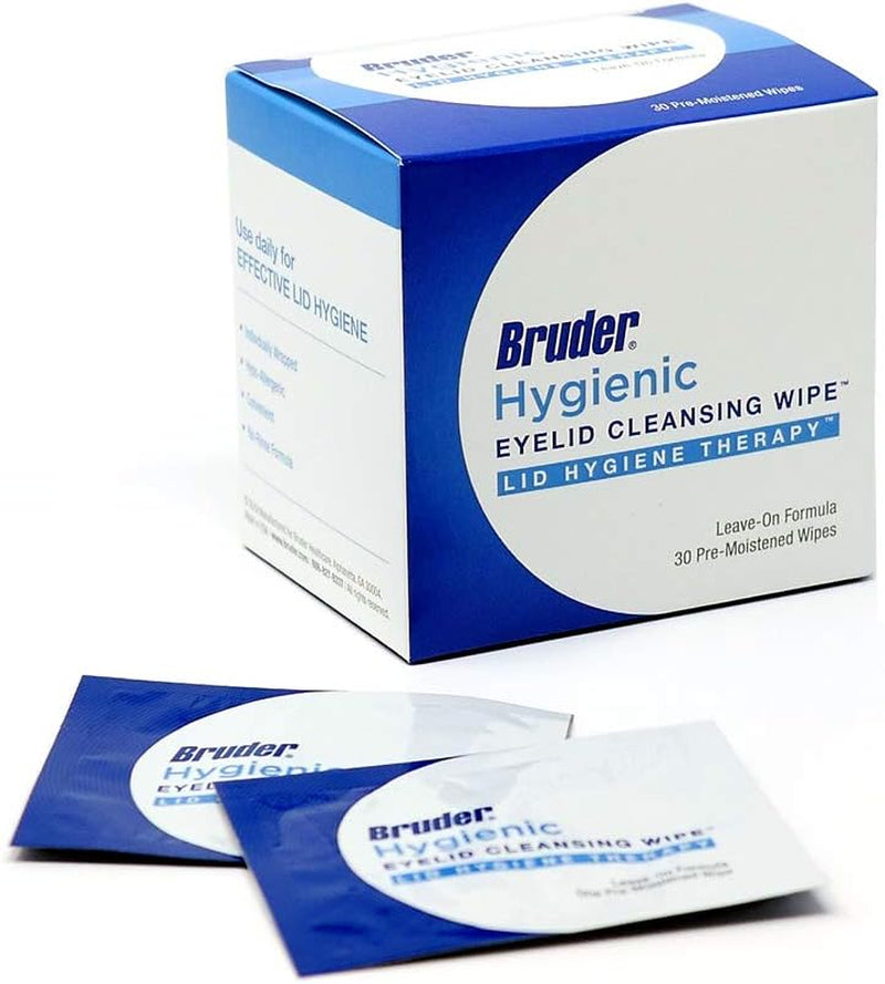 Bruder Hygienic Eyelid Cleansing Wipes - 30 Count | Rinse-Free Exfoliating Daily Eye Care Wipes | Non-Allergenic | Pre-Moistened | Remove Excess Oil and Debris from Eyelids & Lashes