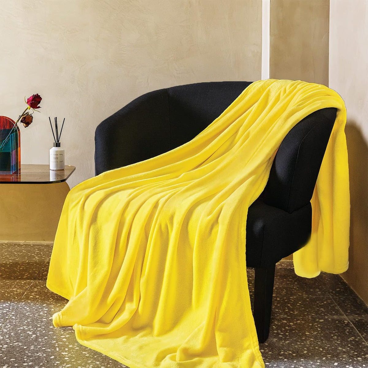 Yellow Fleece Plush Throw Blanket 50"X60"For Couch Sofa Fuzzy Cozy Flannel