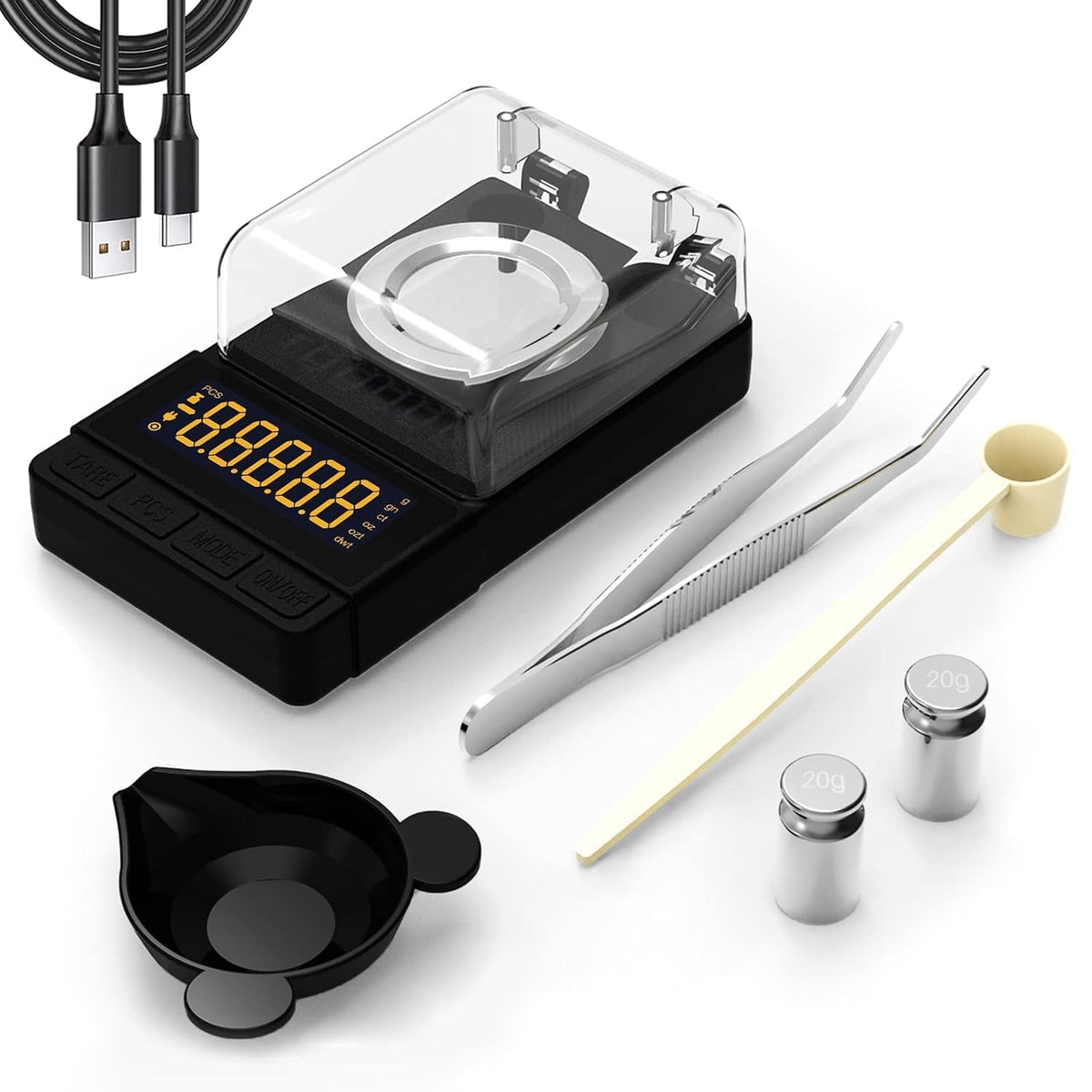 MAXUS Digital Milligram Scale 50G/0.001G, Compact Mg Scale, 2 X 20G Weights