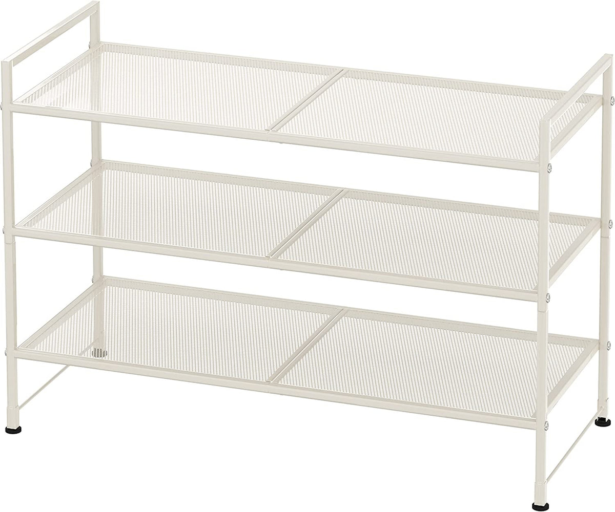 Simple Houseware 3-Tier Stackable Mesh Shoe Rack, White