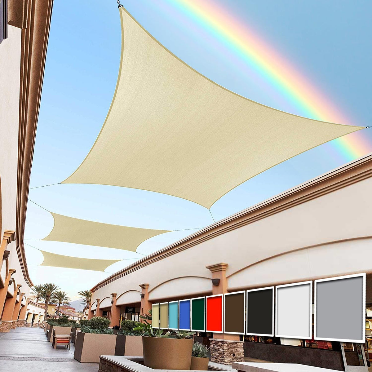 Royal Shade 10' X 13' Beige Rectangle Sun Shade Sail for Backyard