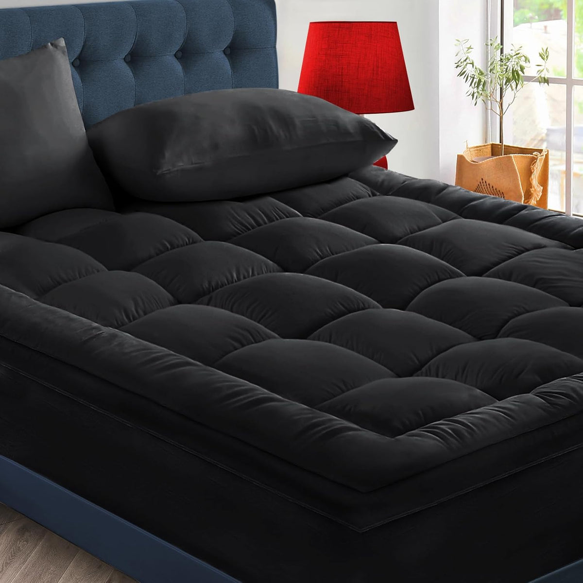 CYMULA Mattress Topper Queen Size - Extra Thick Cooling Mattress Pad Cover for Back Pain - Soft Mattress Protector Firm Bed Topper Pillow Top with 8-21 Inch Deep Pocket 3D Snow down Alternative Fill
