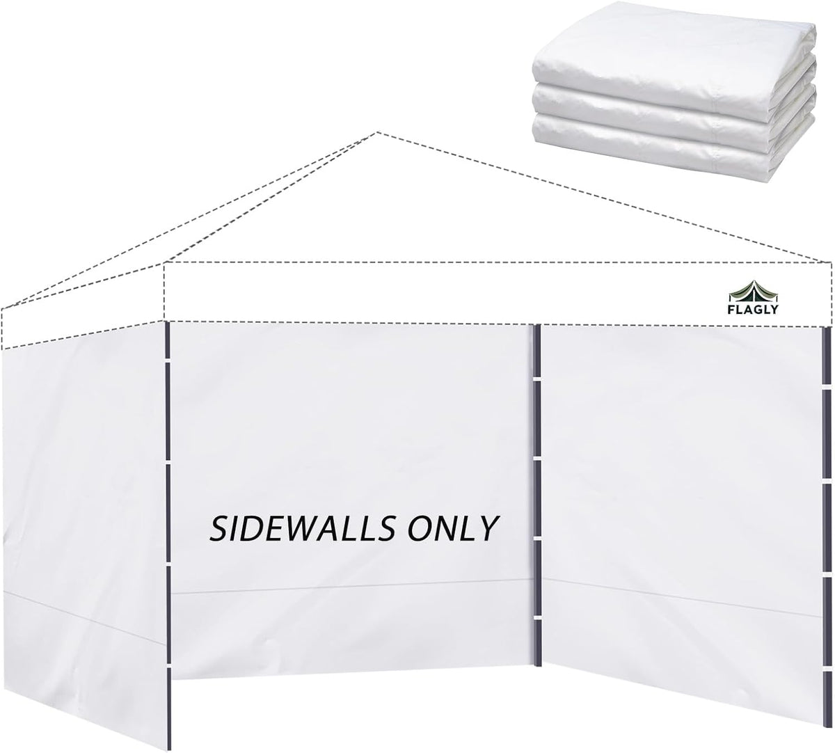 Instant Canopy Sidewalls for Pop up Canopy Tent, 300D Waterproof Material for Outdoor Events, Vendor Booths, and Privacy (Sidewalls Only) (White, 10X10Ft-3Pcs)
