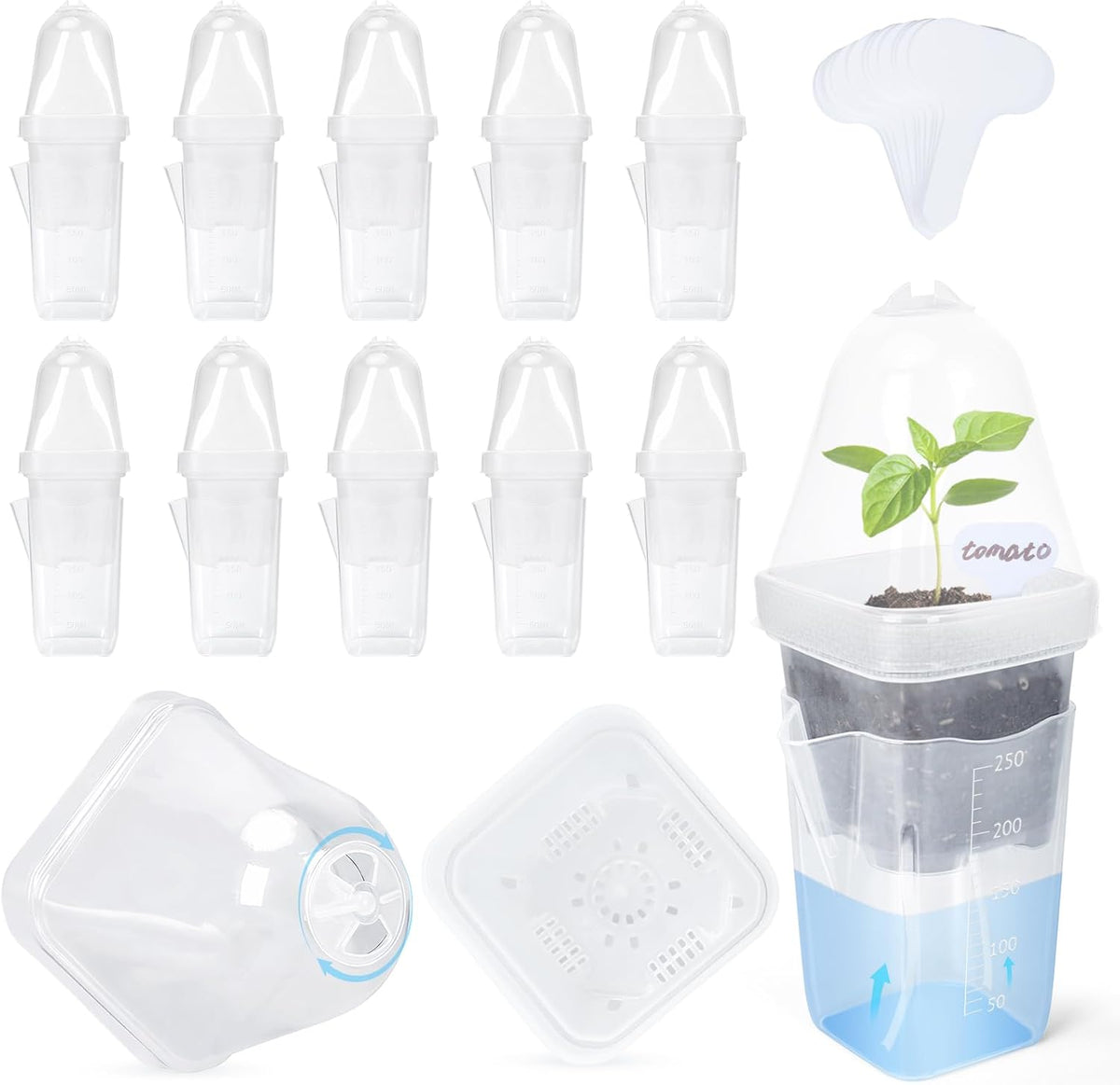 12Pack 2.5" Self Watering Seed Starter Pots for Plant Propagation Cuttings