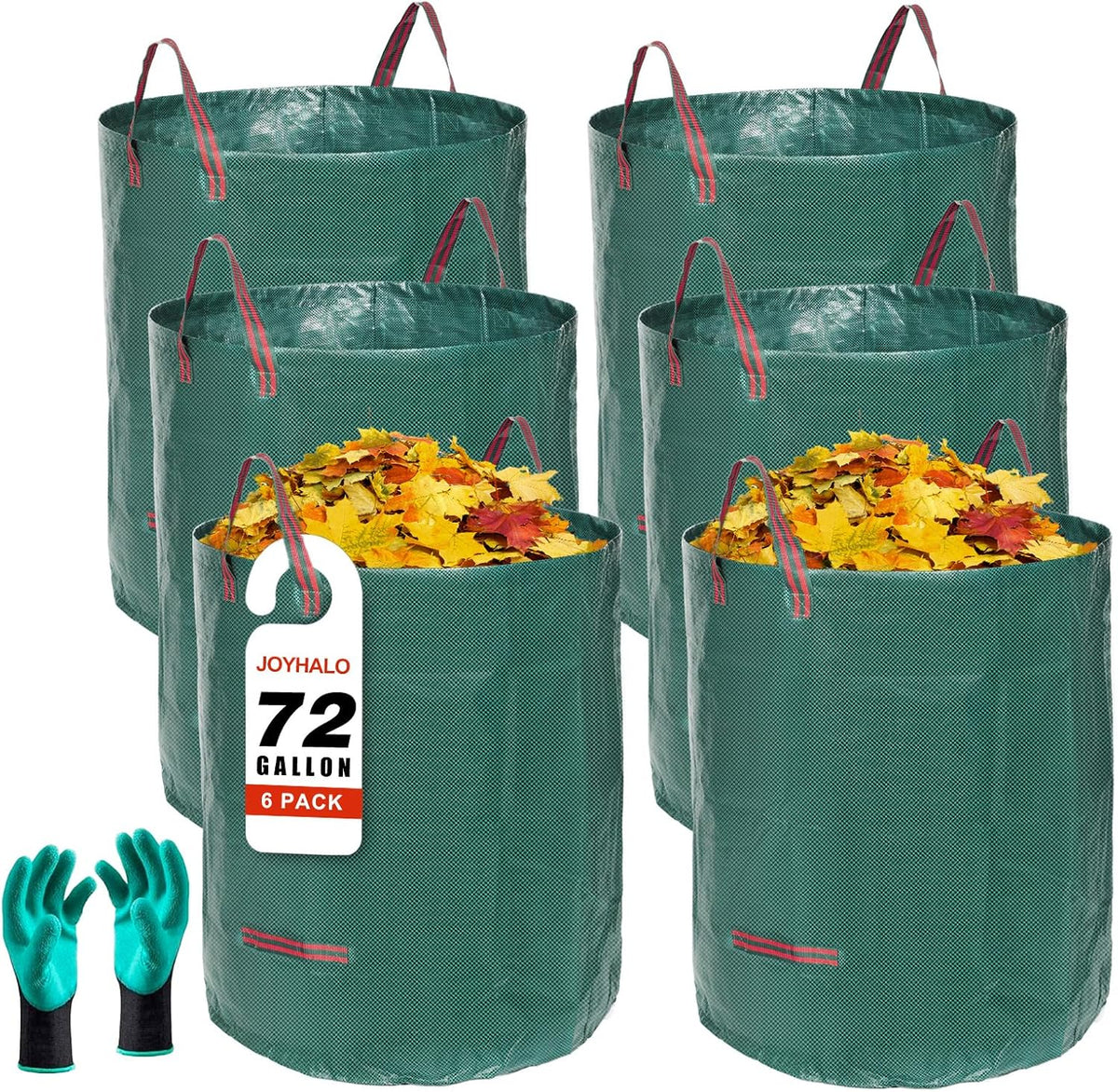 72 Gallon 6 Pack Leaf Bags Reusable for Lawn & Garden