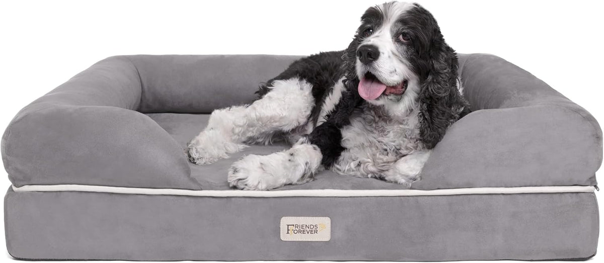 Friends Forever Large Dog Bed Couch, Orthopedic Pet Sofa Memory Foam