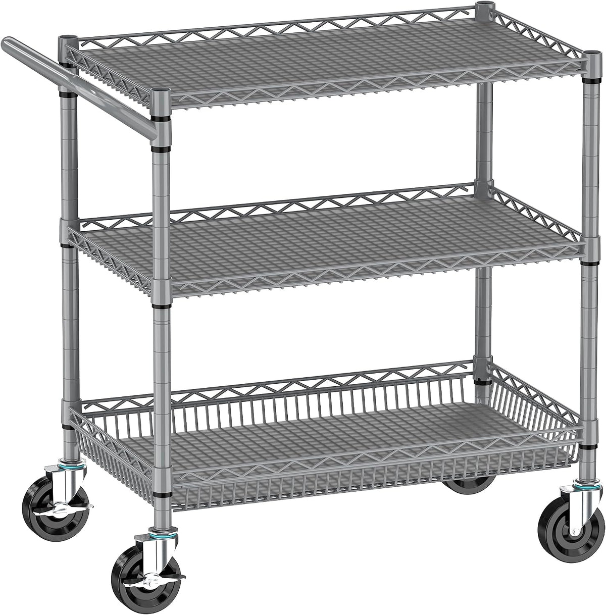 Folews Heavy Duty Rolling Cart with Wheels, 990LBS Metal Utility Cart