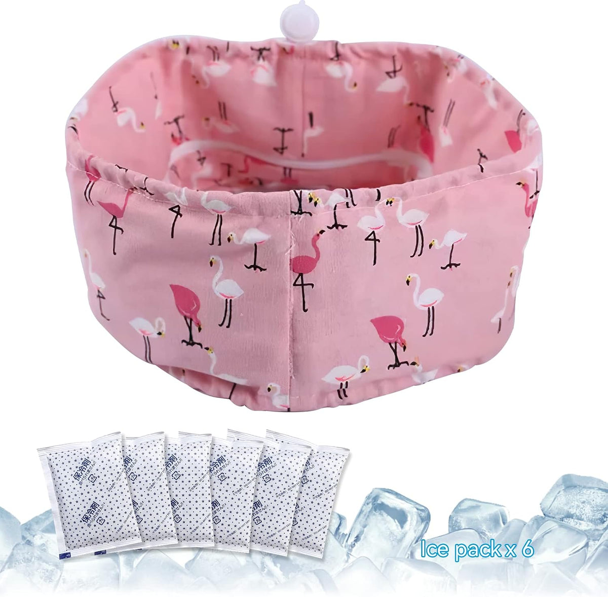 Dog Cooling Bandana Collar with Recyclable Ice Packs, Pet Dog Adjustable Ice Chill Out Collar Scarf Neck Cooler Wrap for Cat Small Medium Large Dogs Summer (Pink Flamingo, Large)