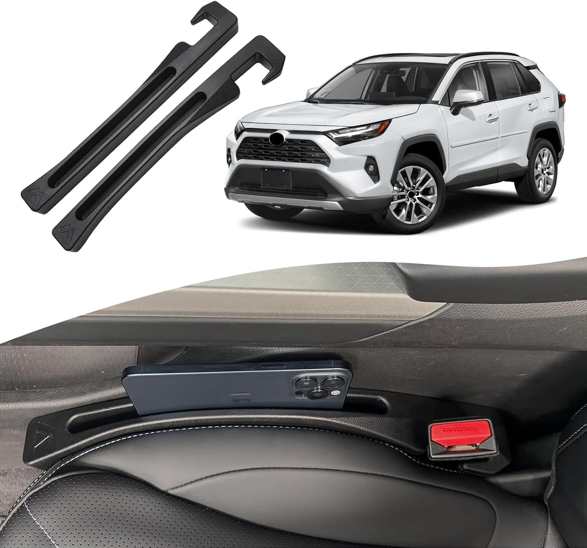 Toyota RAV4 Seat Gap Filler 2026-2027, Car Seat Gap Filler Organizer Stop Things from Dropping Customized Interior Accessories for Toyota Black, 2 Pack