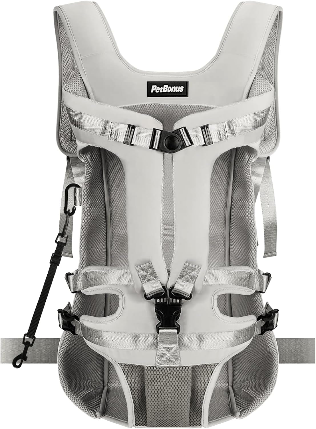 Pet Front Dog Carrier Backpacks, Adjustable Pet Backpack, Legs Out Easy-Fit Puppy Chest Carrier for Medium Small Dogs, Hands Free for Hiking, Cycling (Grey, XL)