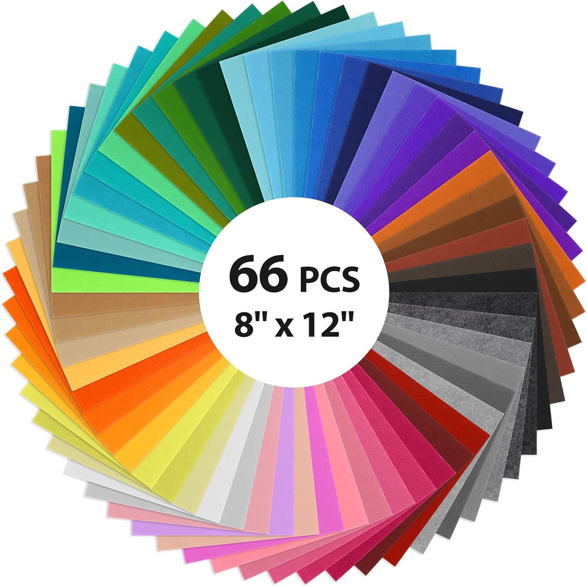 12X8 Inch 66Pcs 40 Colors Felt Sheets, DIY Craft Supplies