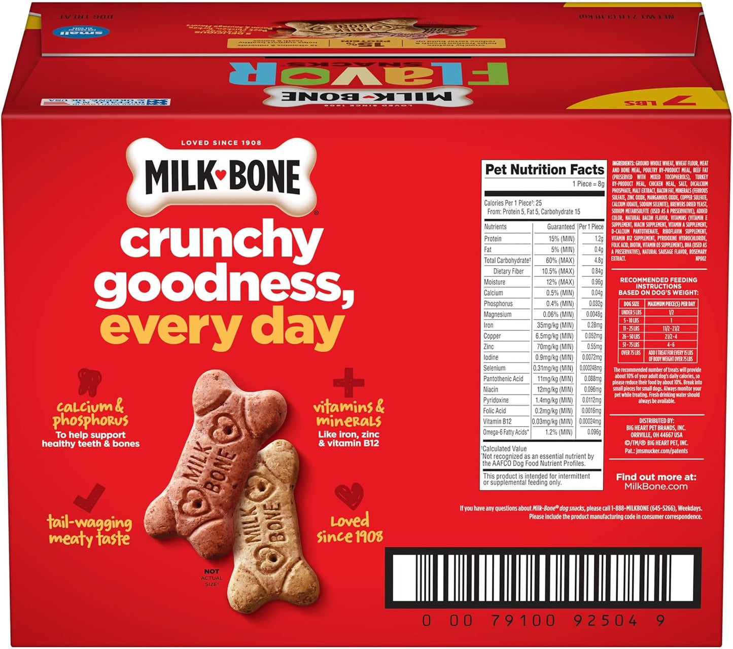 Milk-Bone Flavor Snacks Small Dog Biscuits, Flavored Crunchy Dog Treats, 7 Pound Box
