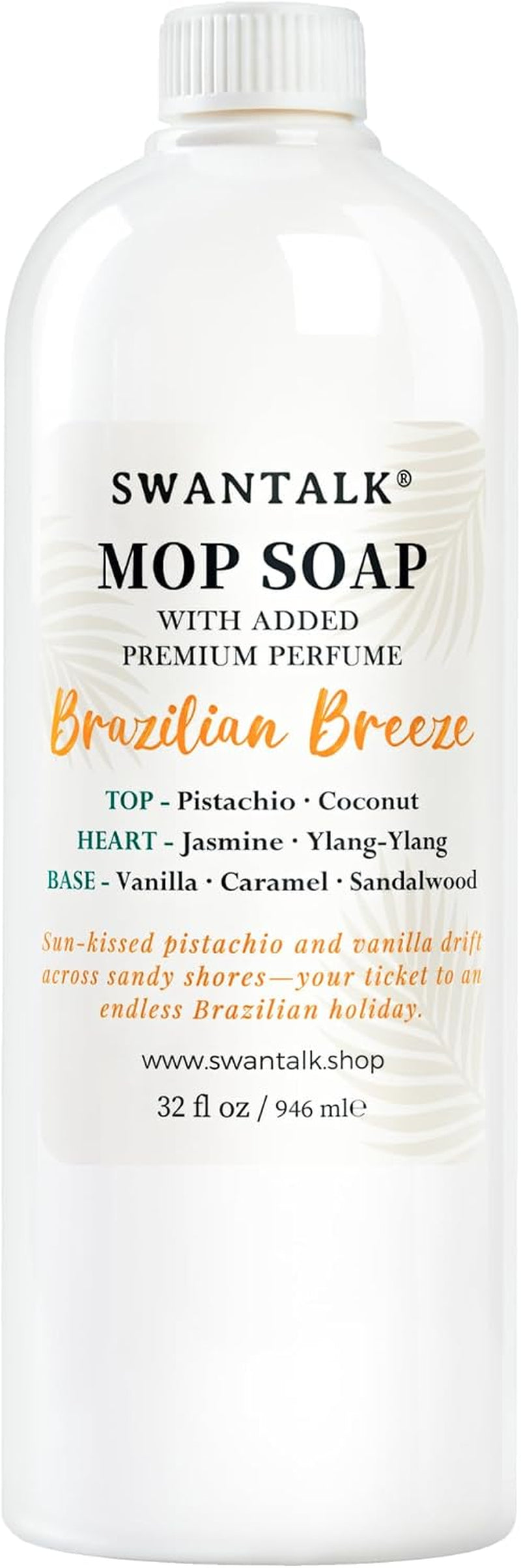 Premium Mop Soap Highly Scented, Odor-Eliminating Floor Cleaner for Mopping Hardwood, Tile, LVP, Laminate, 4X Concentrated Formula, Streak-Free No Residue, Pet Safe, 32Oz (Brazilian Breeze)