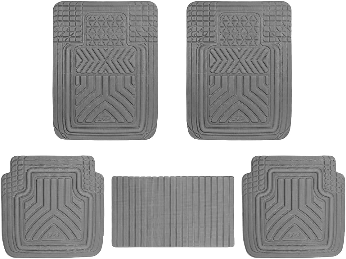 Mandark Car Floor Mats Full Set, 5PCS Deep Dish All Weather Waterproof Heavy Duty Vehicle Pad, Automotive Interior Protection Flooring Liner Accessories, Universal for SUV Sedan Truck (Black/Gray)