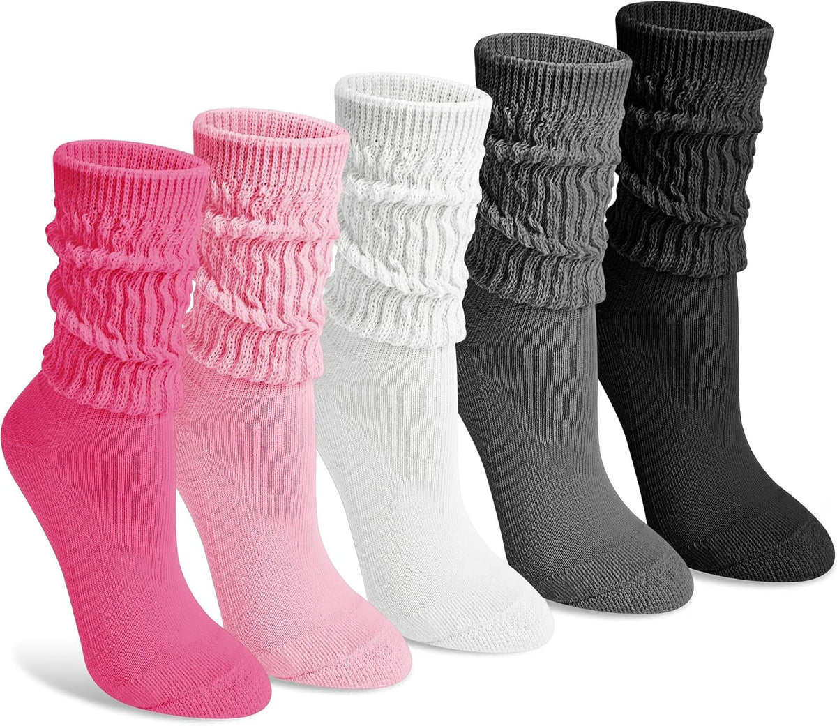 Justay 5 Pairs Slouchy Socks for Women, Long Scrunch Crew Boot Slouch Socks