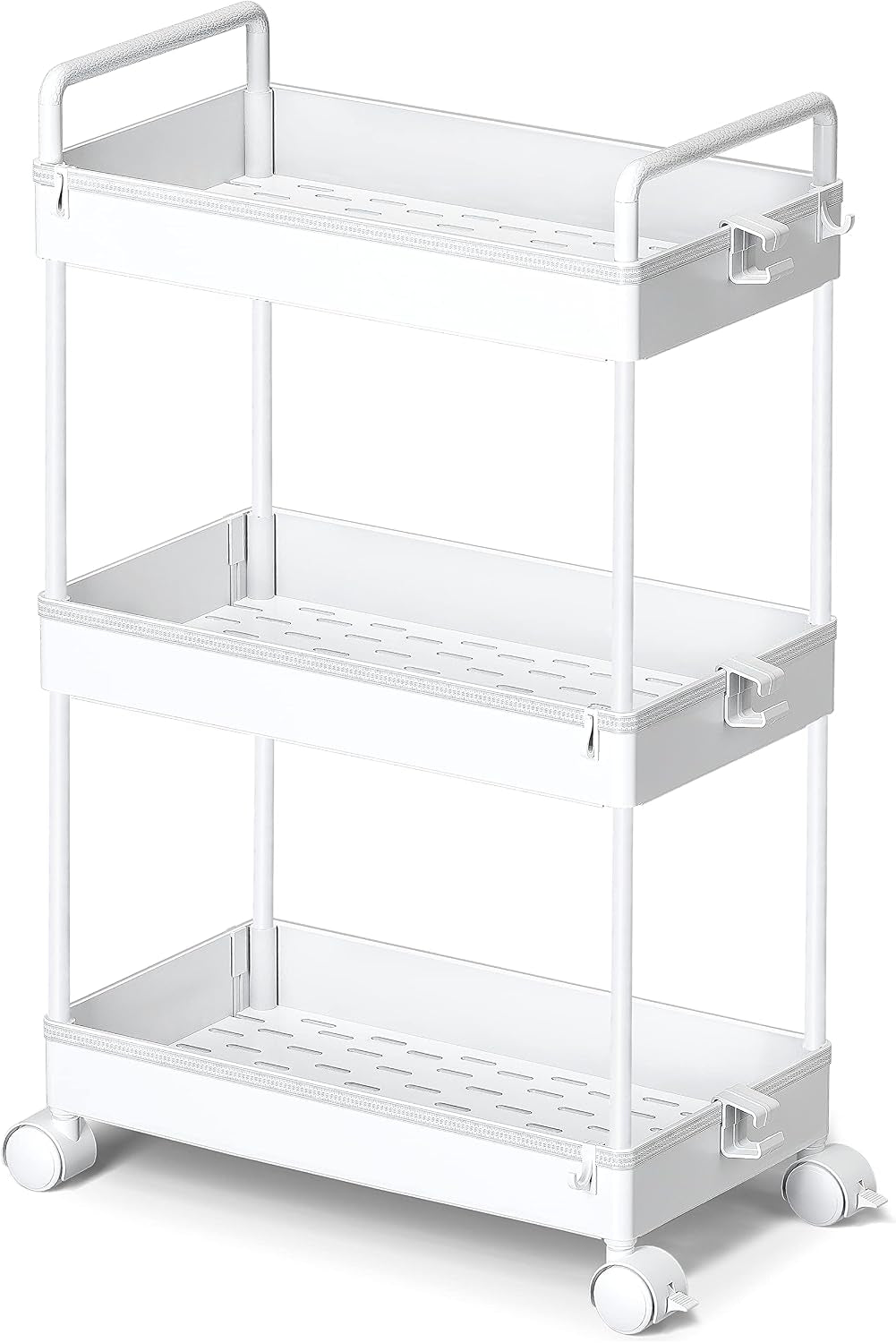 Ronlap 3 Tier Slim Rolling Storage Cart with Wheels Utility Organizer,White