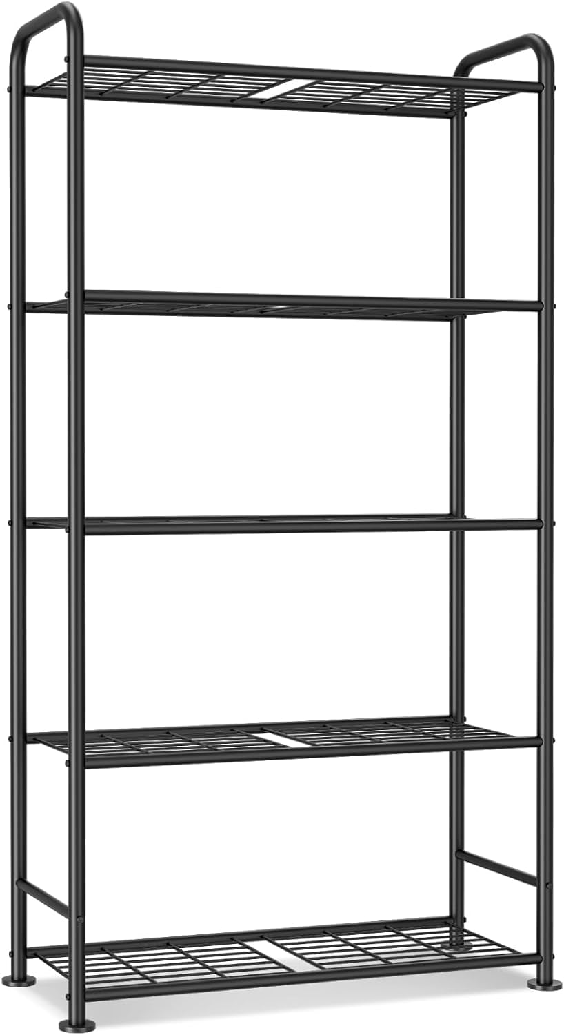 VTRIN Storage Shelves, 5 Tier Garage Shelving with Leveling Feet, Sturdy Metal Shelf Organizer Standing Heavy Duty Shelving Unit for Pantry, Kitchen, Room, 34" W X 13.4" D X 67.5" H, Black