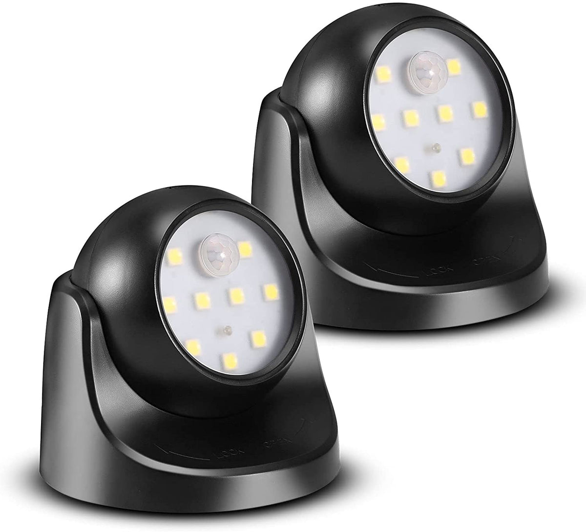 6000K Battery Motion Sensor Light Outdoor Waterproof Wireless LED Battery Powered Wall Light Auto On/Off Night Light 2 Pack Cool White
