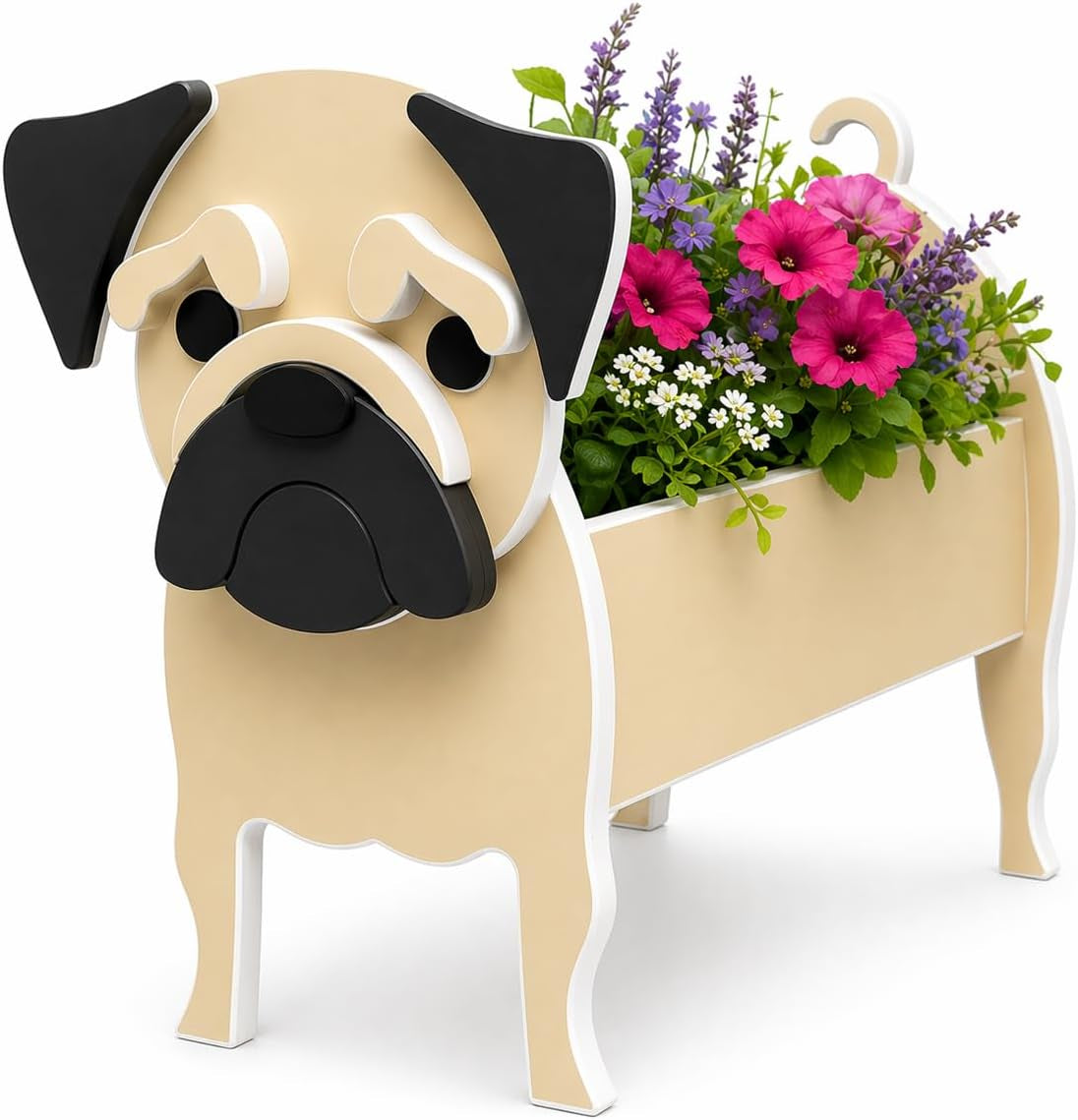Pug Planter Gifts,Dog Plant Pots, Animal Shaped Planter Pot, Premium Garden Succulent Plant Pots Cute Design, Storage Container Dog Planters for Outdoor 13.78 X 9.84 Inch