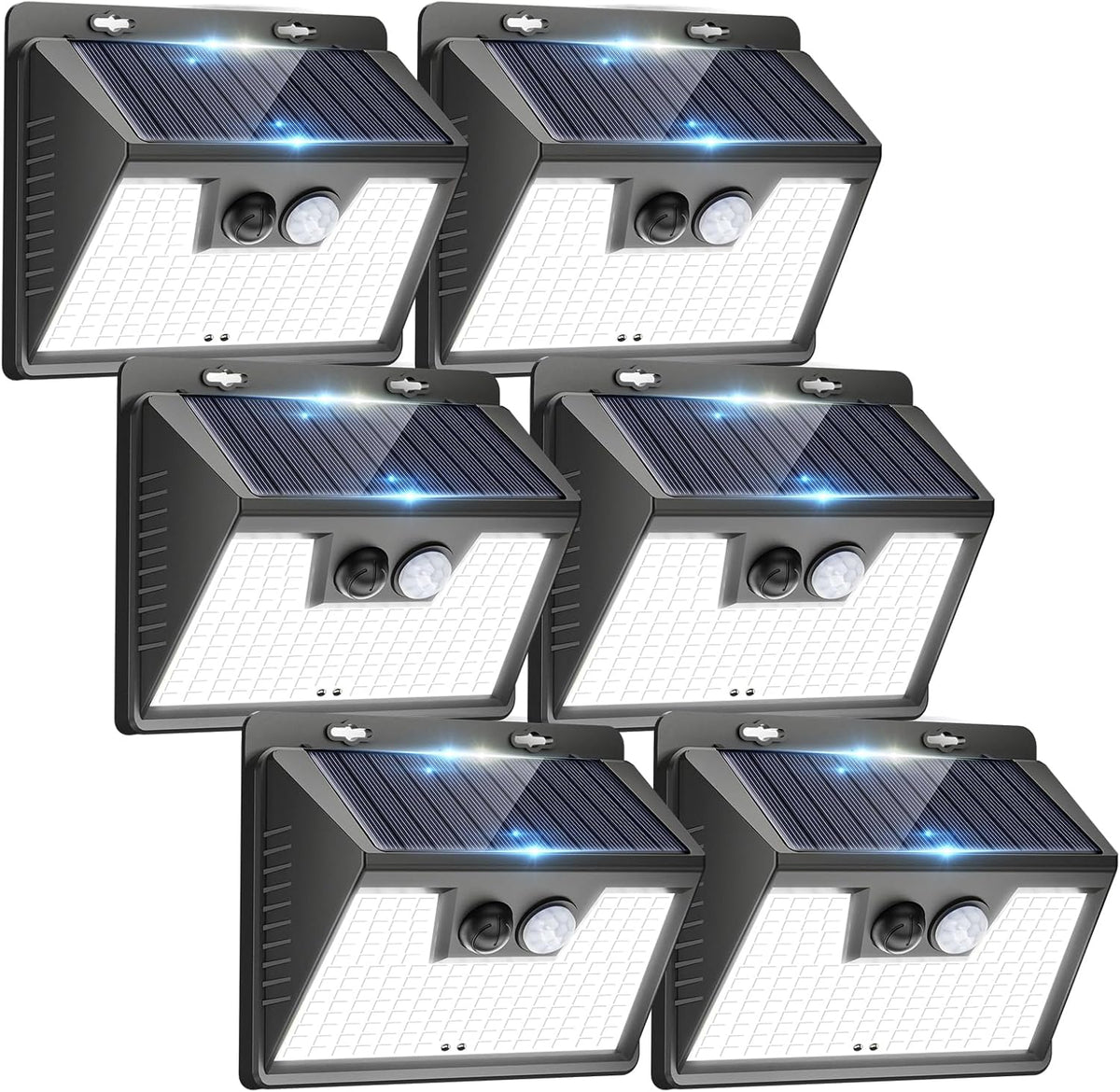 Peasur Solar Lights Outdoor Motion Sensor, 6 Pack 140 LED Solar Powered Fence Light Waterproof, 3 Modes Security Wall Lighting for outside Yard Deck Garden