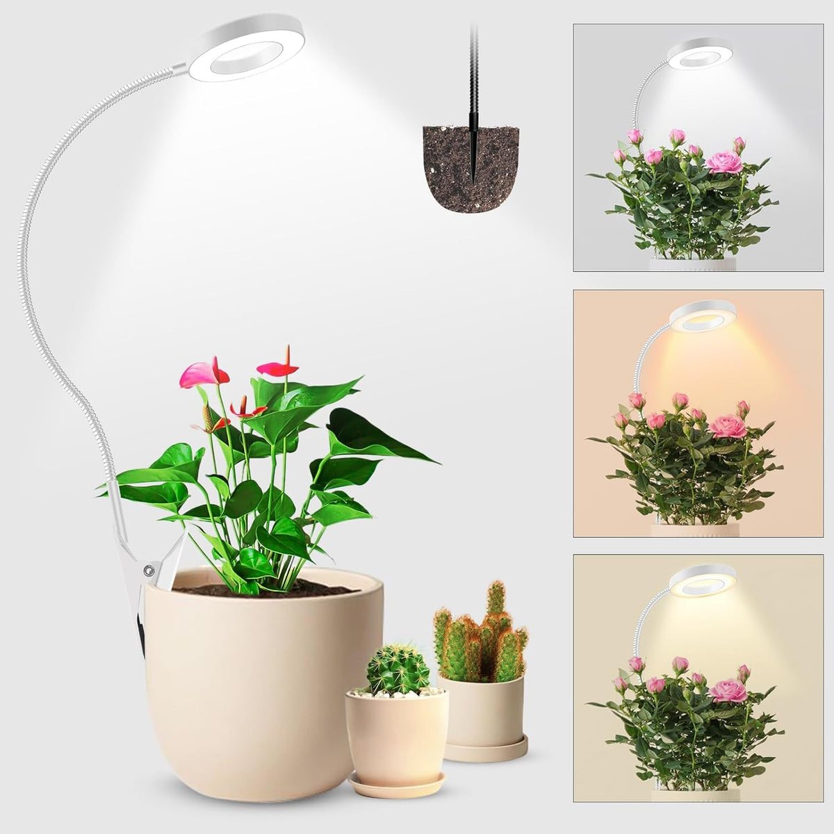 Wolezek 2 in 1 Plant Lights for Indoor Growing, 3 Colors Plant Grow Lights