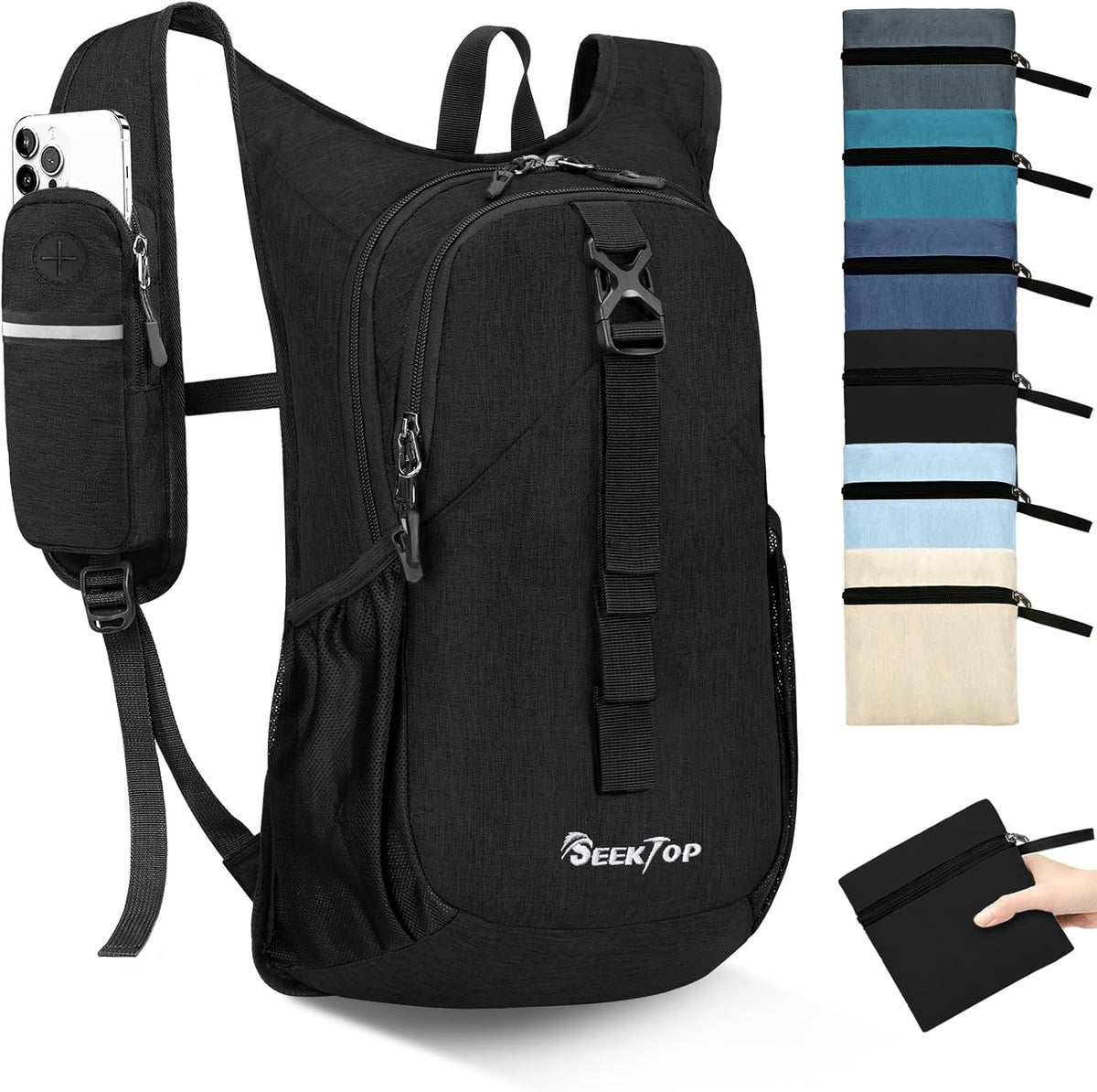 Seektop 15L Small Hiking Backpack for Women Men, Lightweight Hiking Daypack