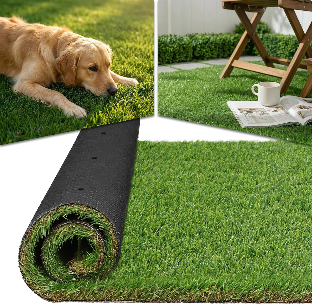 XLX TURF Premium Artificial Grass Runner Rug 3FT X 15FT, 1.38" Pile Hieght Realistic Fake Grass for Dogs Kennel Playgrond Outdoor Indoor Turf Mat - High Drainage & Pet Friendly