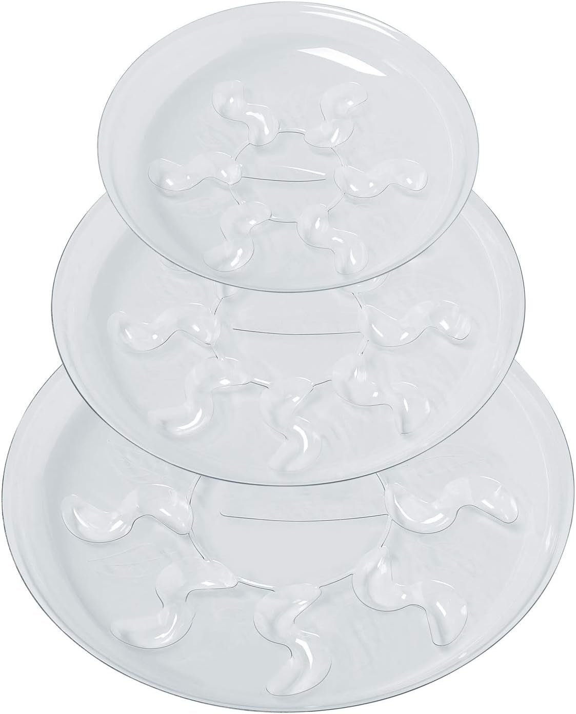 Idyllize 15 Pack Assorted Sizes 6 8 10 Inch Clear Thick Plastic Heavy Duty Sturdy Plant Saucer Drip Trays for Pots, 5 Pieces of Each Size (Assorted Sizes 6'', 8'', 10'')