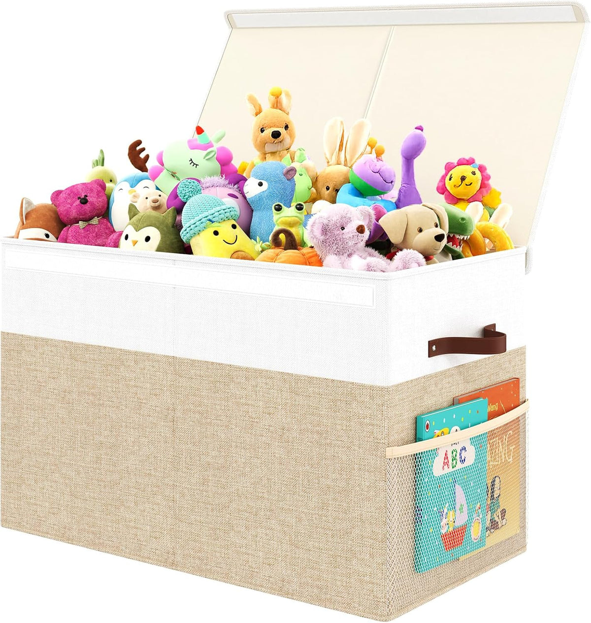Large Toy Storage Box with Lid, Toy Chest with Divider, Foldable Organizer