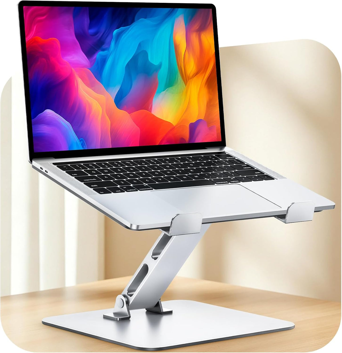 Adjustable Ergonomic Laptop Stand for Desk, Foldable Computer Stand, Stable Aluminum Lectern Notebook Riser & Portable Laptop Holder Mount Compatible with 10-16" Macbook Pro/Air, Dell, HP