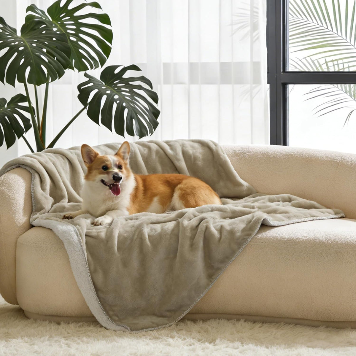 Kritter Planet Waterproof Pet Blanket, Soft Sherpa Throw for Dogs & Cats