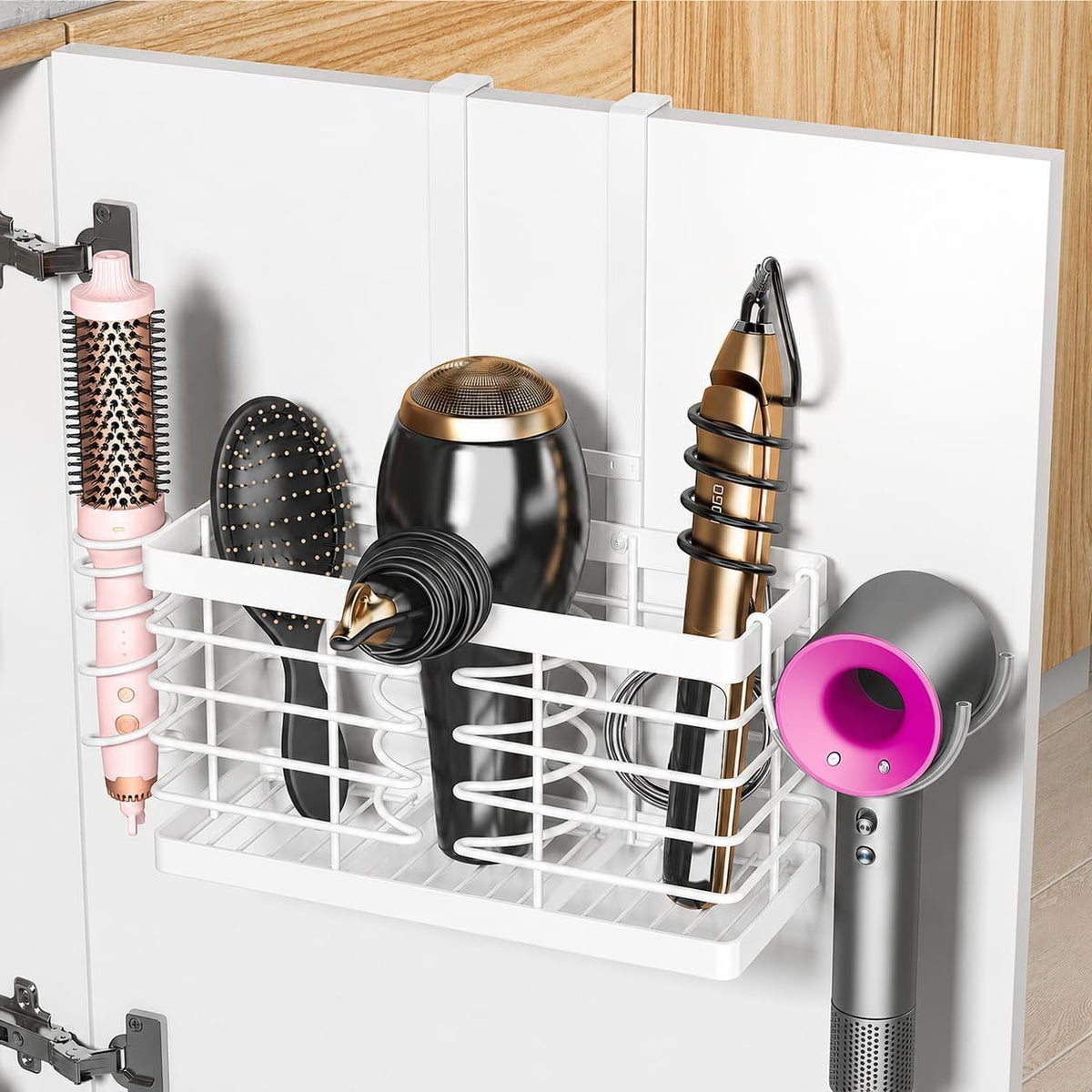 Sevenblue 2026 Upgraded 3-In-1 Universal Hair Tool Organizer, L Size, White