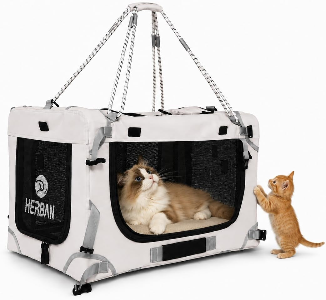 HERBAN Soft-Sided Cat Carrier, Car Travel Folding Bag, 1-Compartment