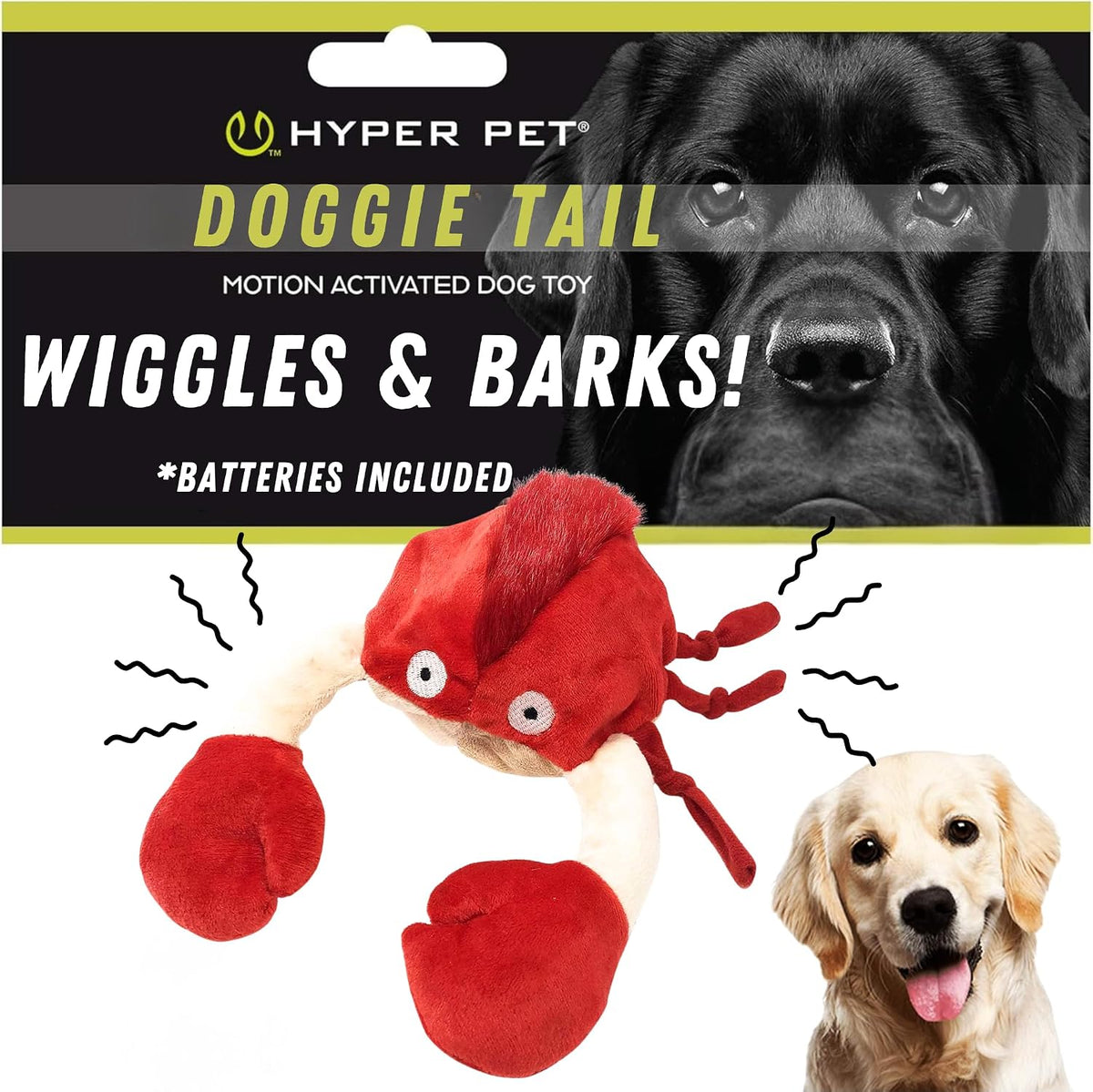 Hyper Pet Doggie Pal Interactive Dog Toys (Dog Toy That Wiggles, Vibrates, and Barks Plush Toys for Boredom and Stimulating Play)