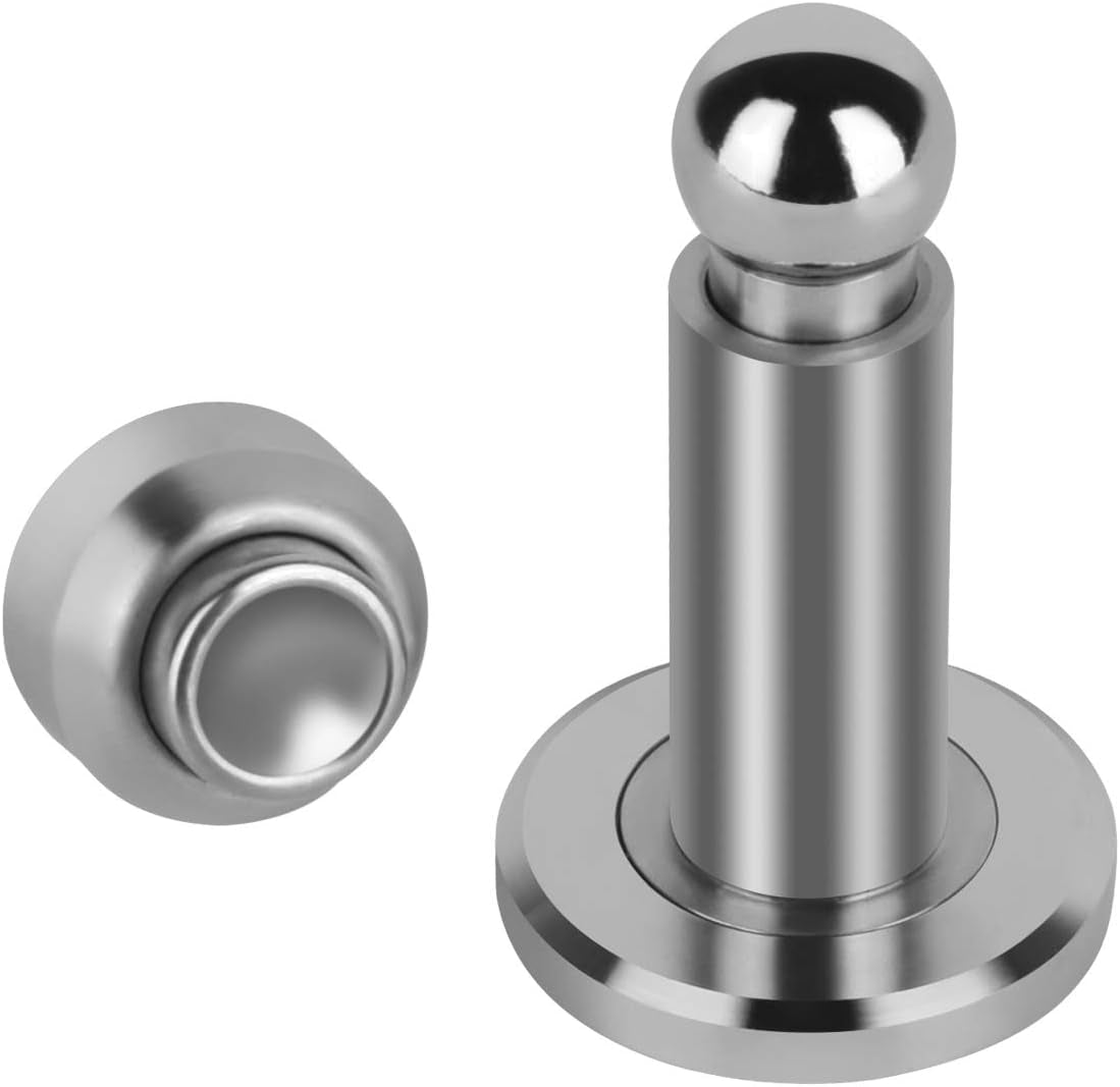 Adjustable Height Magnetic Door Stopper,Heavy Duty Magnetic Door Stop, 304 Stainless Steel Door Holder with Wall&Floor Mounted...(Silver)