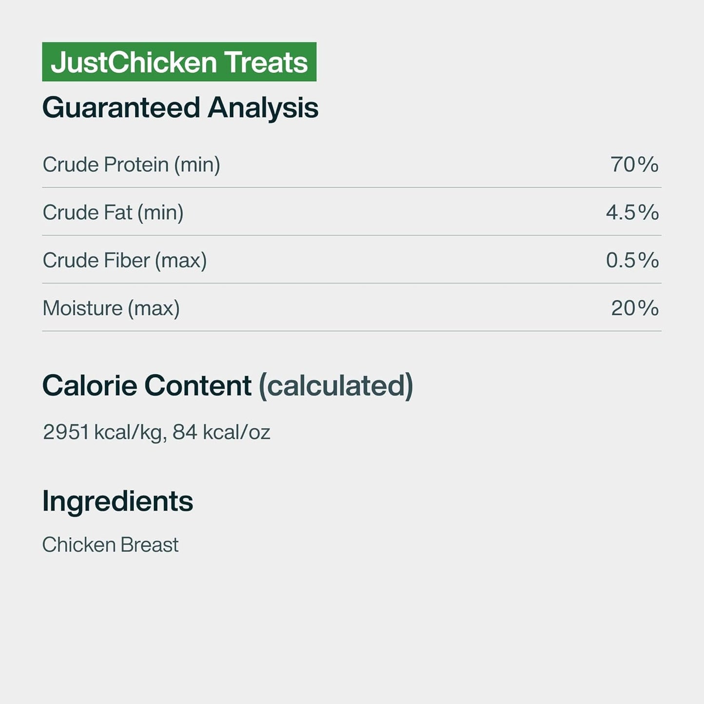 Just Food for Dogs Single Ingredient Healthy Dog Treats and Dog Snacks, Jerky Treats, Human Grade, Preservative and Grain Free, Rawhide Free Chews, Low Calorie Treat - Chicken Breast, 5 Oz