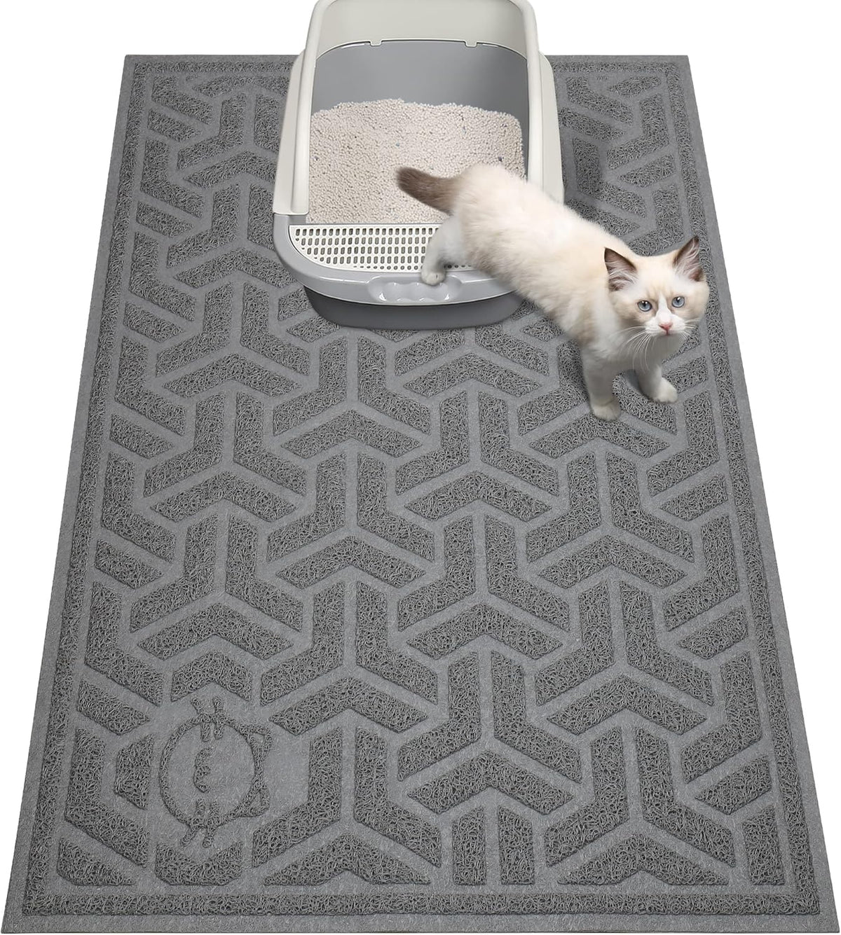 UPSKY Waterproof Cat Litter Mat Large 35" X 24" Soft on Kitty Paws, Gray