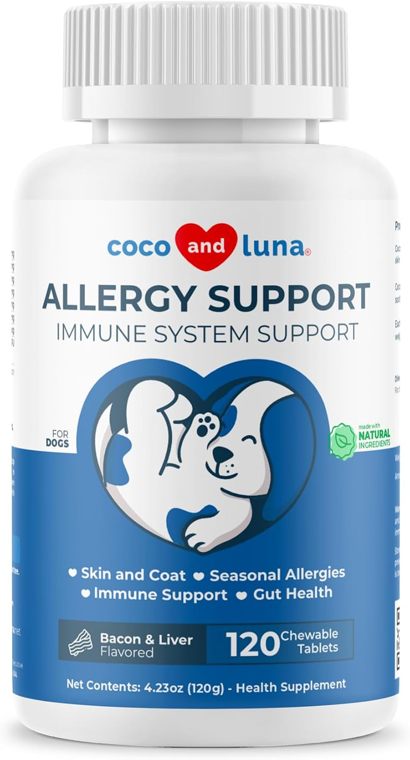 Allergy Relief for Dogs Itch Skin and Ear Itching with Probiotics, 120 Ct
