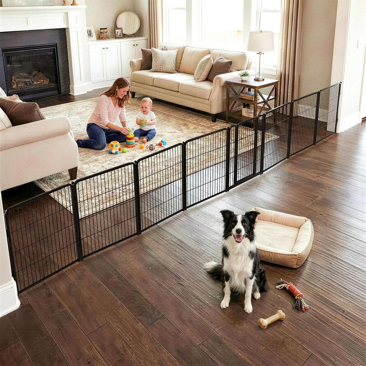 FXW Dog Gate, Extra Wide Adjustable for Openings up to 219", 32" H