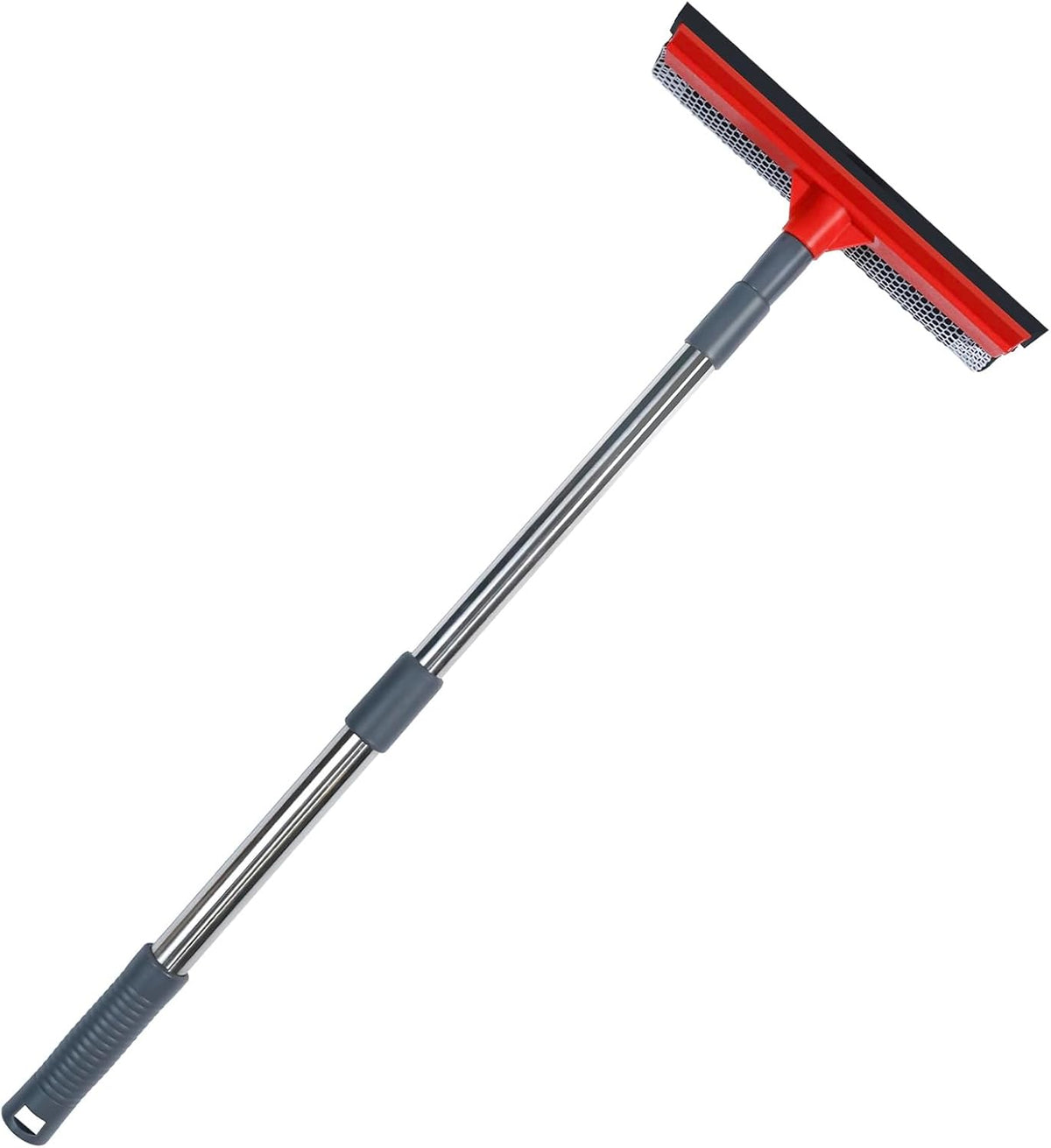 Window Squeegee with 19-37" Long Handle, 2-In-1 Squeegee Cleaner Tool, Retractable Stainless Steel Handle for Car Windshield, Shower Glass, Glass Doors, Outdoor Windows, High Windows