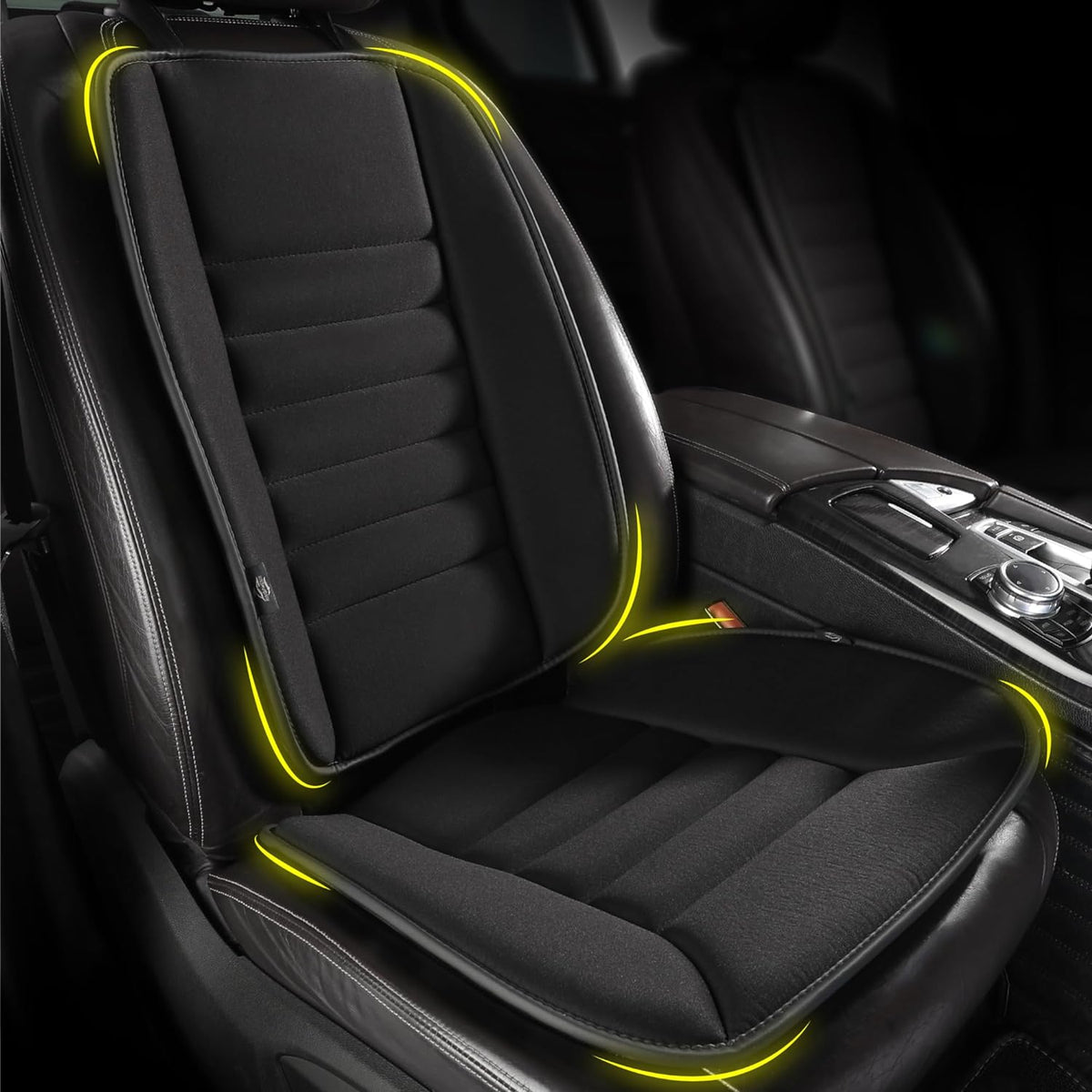 Kingphenix Car Seat Cushion with Back Support Pillow, Memory Foam, Black