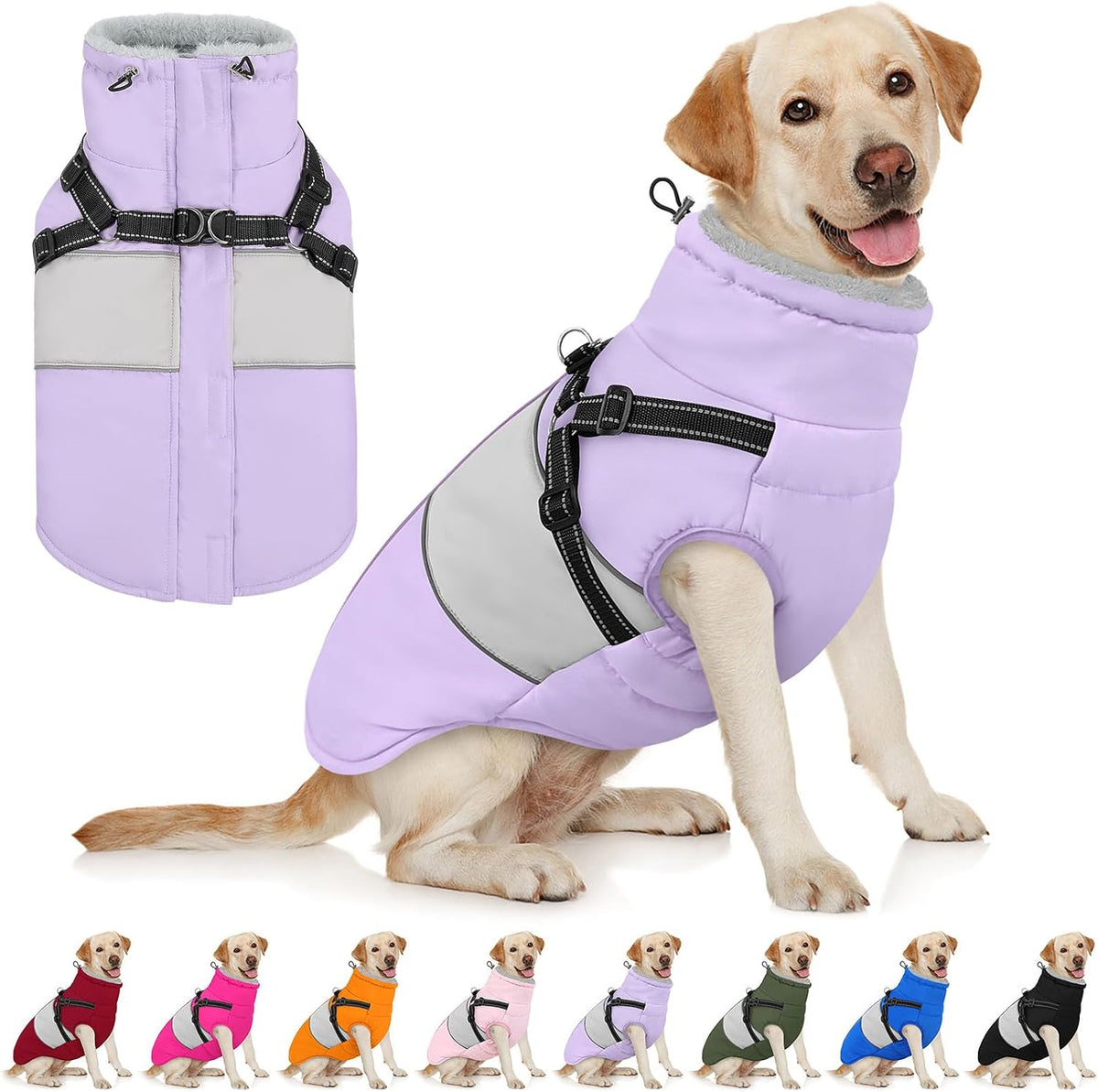 Dog Coats for Large Dogs Fleece Dog Jacket Waterproof Pet Snow Coat