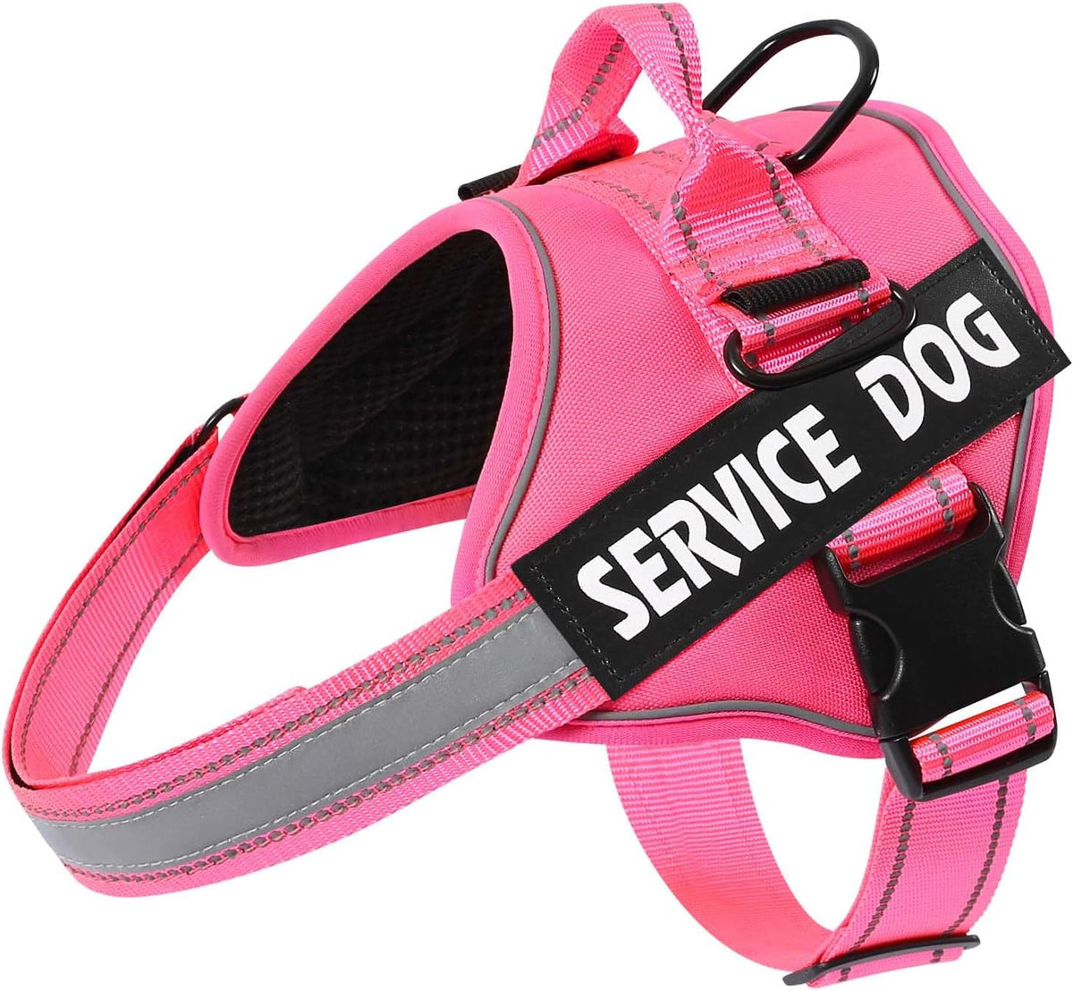 MUMUPET Service Dog Harness, No Pull & Reflective Pet Vest, Hot Pink, S
