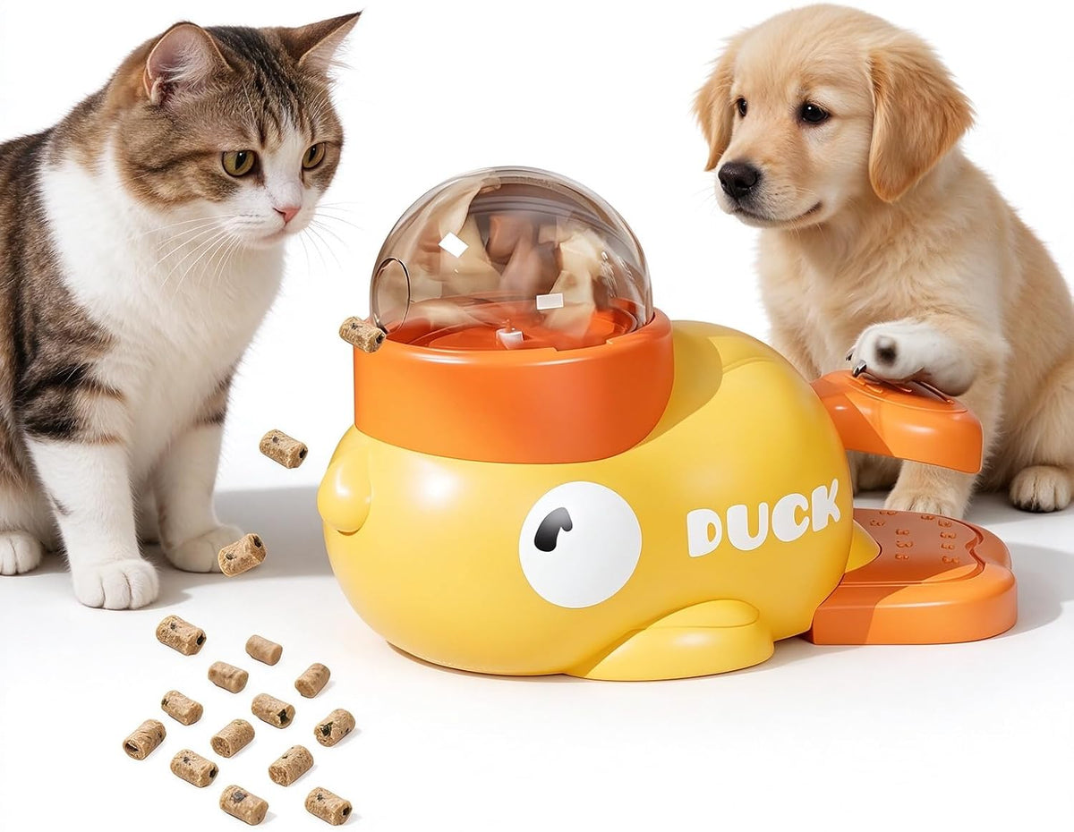 Duck Treat Dispenser for Dogs & Cats Step-On Pet Puzzle Toy
